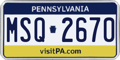 PA license plate MSQ2670