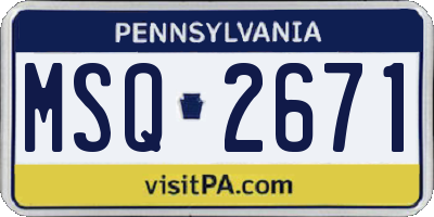 PA license plate MSQ2671