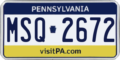 PA license plate MSQ2672