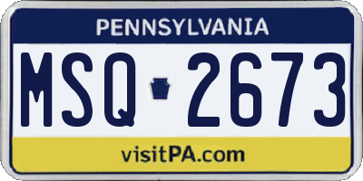 PA license plate MSQ2673