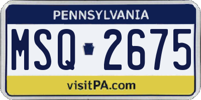 PA license plate MSQ2675
