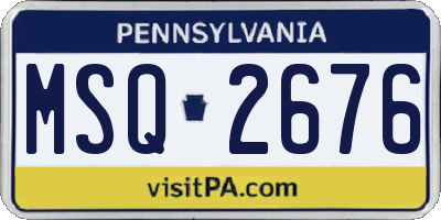 PA license plate MSQ2676