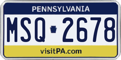 PA license plate MSQ2678