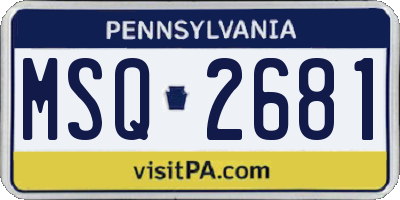 PA license plate MSQ2681