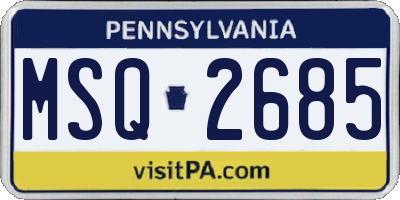 PA license plate MSQ2685