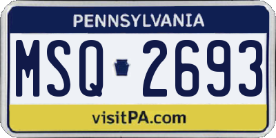 PA license plate MSQ2693