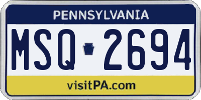 PA license plate MSQ2694