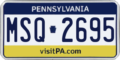 PA license plate MSQ2695