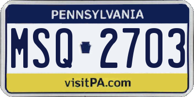 PA license plate MSQ2703