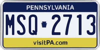 PA license plate MSQ2713