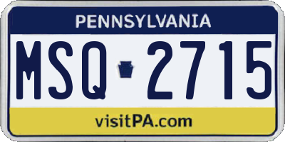 PA license plate MSQ2715