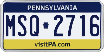 PA license plate MSQ2716