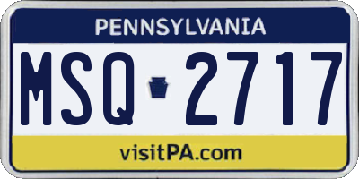 PA license plate MSQ2717