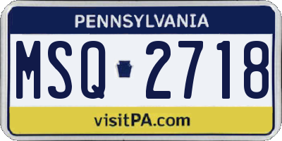 PA license plate MSQ2718