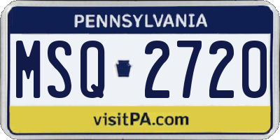 PA license plate MSQ2720