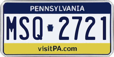 PA license plate MSQ2721