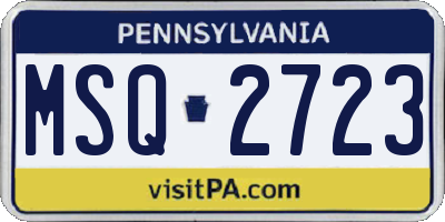 PA license plate MSQ2723