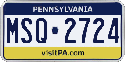 PA license plate MSQ2724