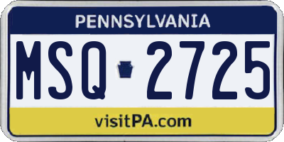 PA license plate MSQ2725