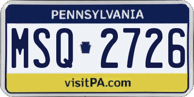 PA license plate MSQ2726