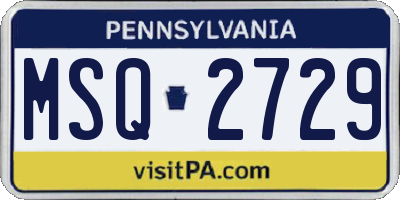 PA license plate MSQ2729