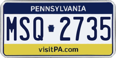PA license plate MSQ2735