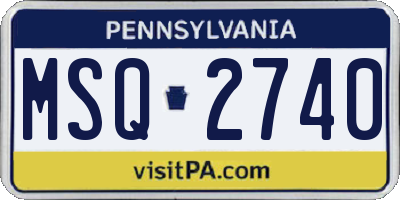 PA license plate MSQ2740