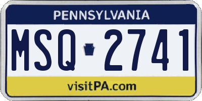 PA license plate MSQ2741