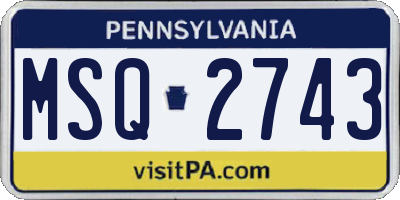 PA license plate MSQ2743