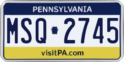 PA license plate MSQ2745