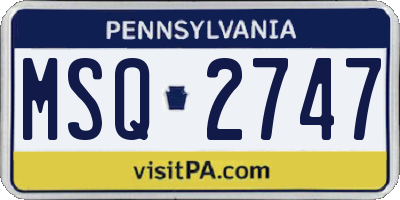 PA license plate MSQ2747