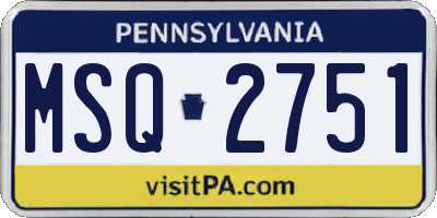 PA license plate MSQ2751