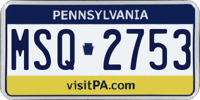 PA license plate MSQ2753