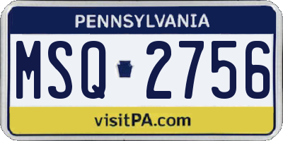 PA license plate MSQ2756