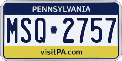 PA license plate MSQ2757