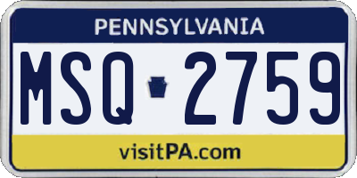 PA license plate MSQ2759
