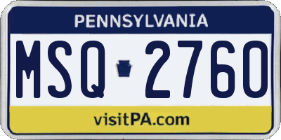 PA license plate MSQ2760