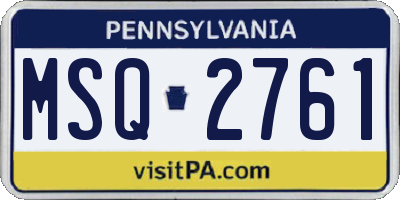 PA license plate MSQ2761