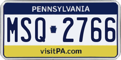 PA license plate MSQ2766