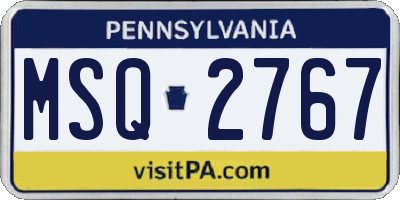 PA license plate MSQ2767