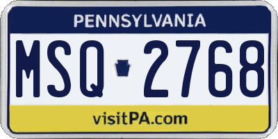 PA license plate MSQ2768