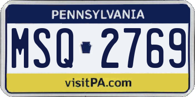 PA license plate MSQ2769