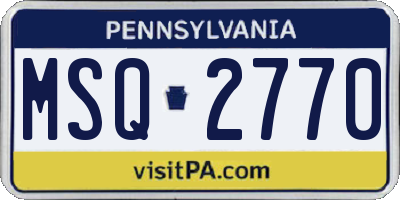 PA license plate MSQ2770