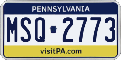 PA license plate MSQ2773