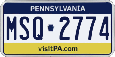 PA license plate MSQ2774