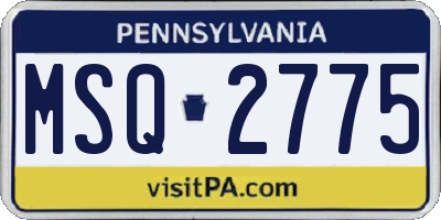 PA license plate MSQ2775