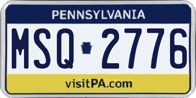 PA license plate MSQ2776