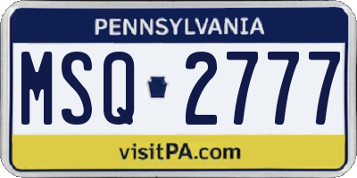 PA license plate MSQ2777