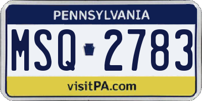 PA license plate MSQ2783