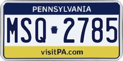 PA license plate MSQ2785
